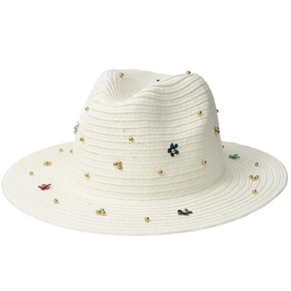 San Diego Hat Company Accessories - SAN DIEGO HAT Fedora w Gold Beads & Flowers NWT